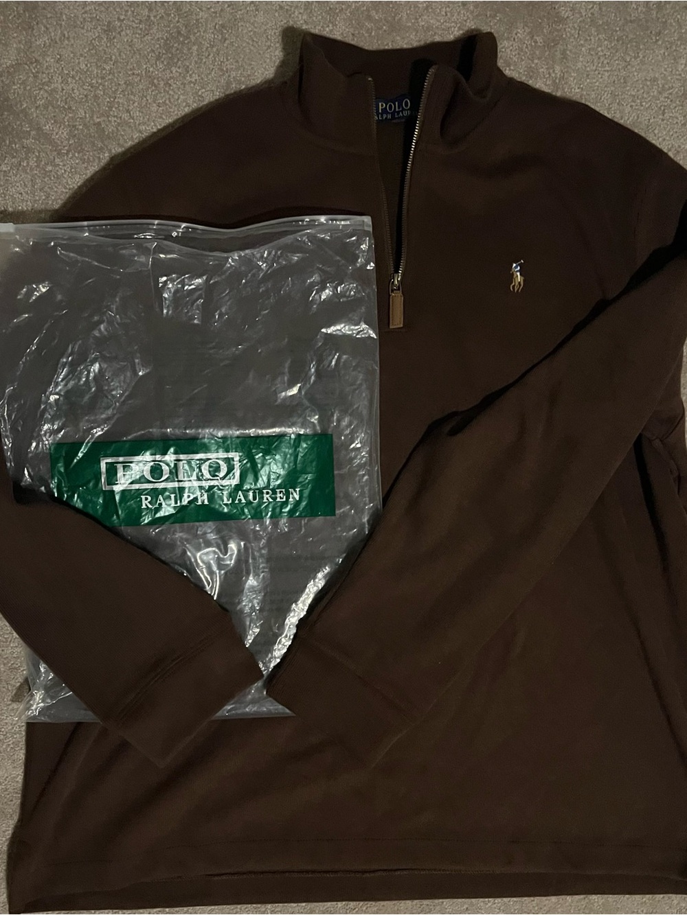 Polo by Ralph Lauren Brown Half-Zip Pullover with Pony Logo